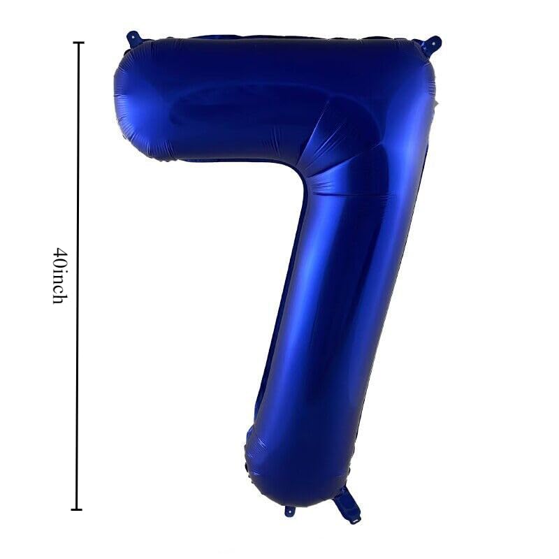 Navy Blue Number 7 Balloon & Airplane Birthday Party Decoration Set