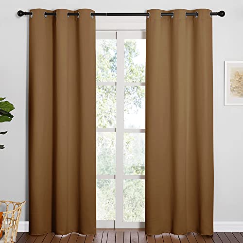 NICETOWN Gold Brown Blackout Curtains – 2 Panels, 42" x 84"