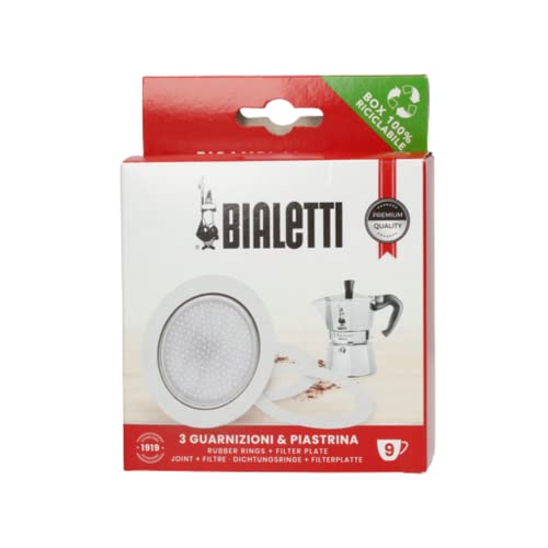 Bialetti Replacement Gasket & Filter Plate Set for 9-Cup Moka Pot