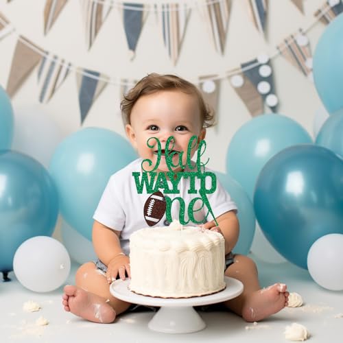 Green Glitter Soccer Cake Topper - Half Birthday Celebration