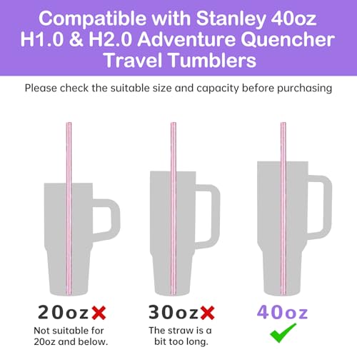 NiHome 12-Pack 12" Glitter Reusable Straws for Stanley 40oz Tumbler + Brushes