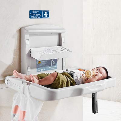 Baby Changing Station Sign - 8x3 in, Blue, English & Symbol