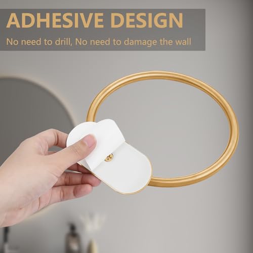 Self-Adhesive Towel Ring - Brushed Gold, Stainless Steel, No Drilling
