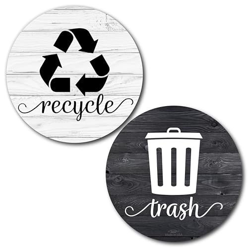 Rustic Trash and Recycle Magnets - 3.5" Kitchen Stickers