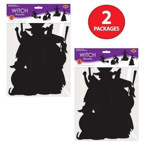 Beistle Witch Silhouette Cutouts - 8 Piece Halloween Party Decorations