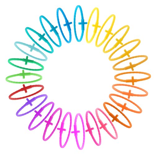 24Pcs Rubber Cross Bracelets - 24 Colors Silicone Stretch Wristbands