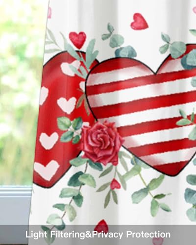 Valentine's Day Heart Valance Curtain 54x18 Inch for Windows