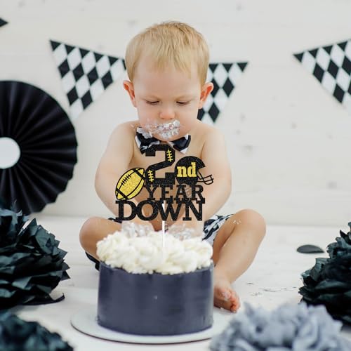 2nd Year Down Football Cake Topper - 2nd Birthday Party Decorations