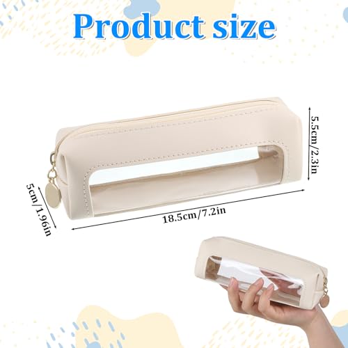 Clear PU Leather Makeup Bag Small Travel Cosmetic Organizer Pouch White