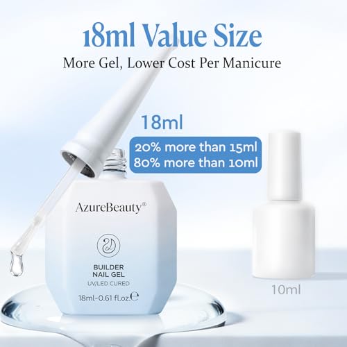 AzureBeauty Clear Builder Gel for Nails 18ml - 7-in-1 UV LED Nail Strengthener