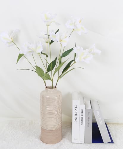 Artificial Silk Iris Flowers - 5Pcs Long Stem Faux Flowers for Decor
