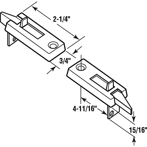 Prime-Line F 2642 Vinyl Spring-Loaded Window Tilt Latch Pair, White, 1-11/16" Hole Center
