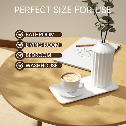 YEECOPON White Ceramic Bathroom Soap Tray 8.3 x 3.9-inch Rectangular Vanity Stone