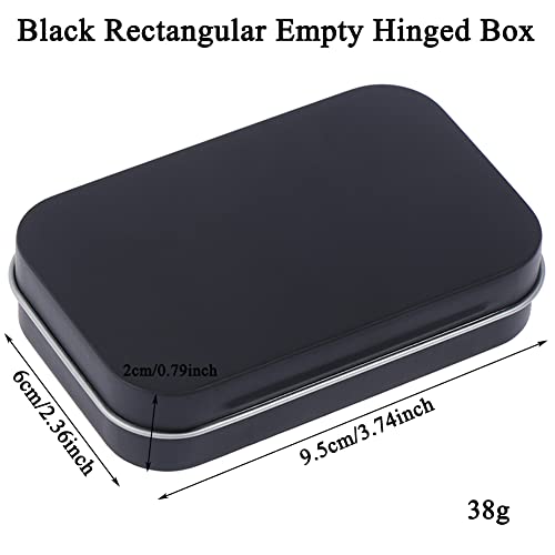 AKOAK 3-Pack Black Rectangular Hinged Tin Containers - 3.7 x 2.4 x 0.8 Inch