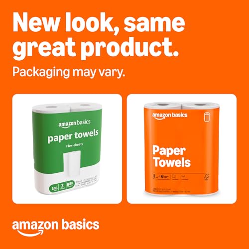 Amazon Basics 2-Ply Flex-Sheets Paper Towels, 150 Sheets per Roll (6 Pack)
