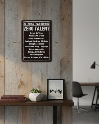 Motivational Metal Sign - Zero Talent Habits 8x12 Inch Home & Office Decor