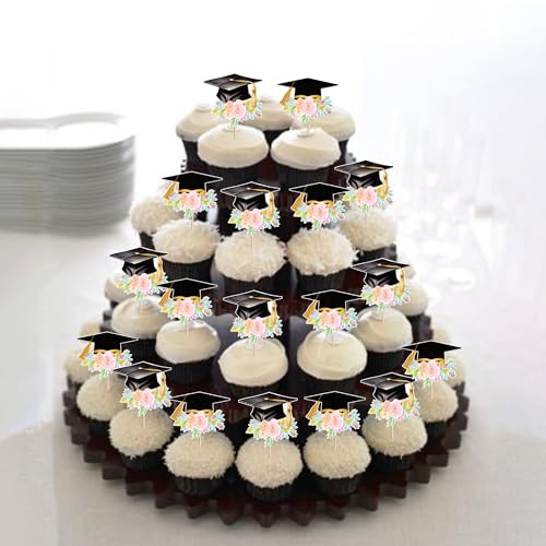 40 PCS Graduation Cap Cupcake Toppers for Class of 2026