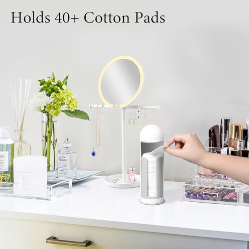 bodkar Rotating Cotton Pad Holder - Dust Proof Organizer for Skincare