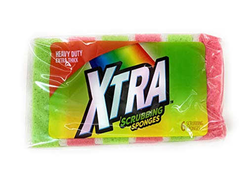 XTRA Heavy Duty Extra Thick Scrubbing Sponges - 6 Pack