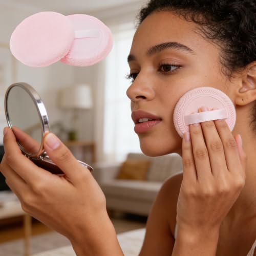 Clofiak 12 Pcs Velour Loose Powder Puff, 2.36 Inch Round Makeup Pads