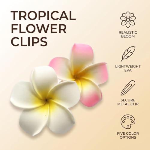 Plumeria Flower Hair Clips 2Pcs Tropical Hawaiian Frangipani Barrettes