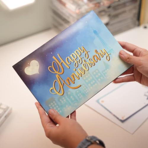 3D Pop Up Anniversary Card with LED Lights & Music - Paris Scene