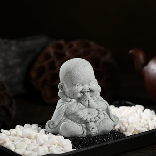 Zen Monk Buddha Statue - Sandstone Prayer Figurine for Home Decor