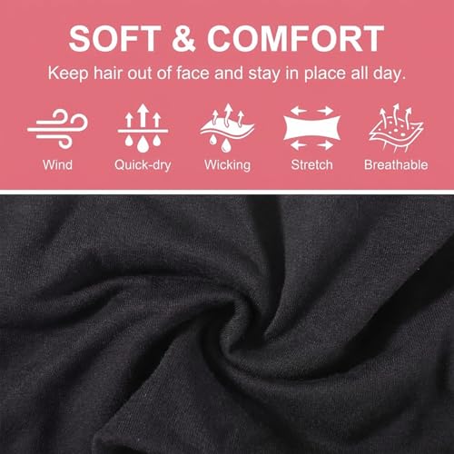 Gemoioio 3-Pack Non-Slip Wide Headbands for Women - Stretchy Boho Hair Bands for Yoga, Workout and Skincare