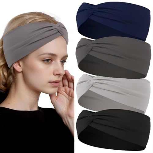 12-Pack Wide Stretch Headbands for Women - Non-Slip Extra Wide Turban Hair Bands for Workout, African Style, Sports & Daily Use (Breathable, All-Day Comfort) Color1 (Color2)