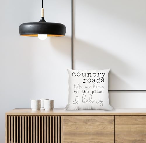 Inspirational Country Roads Throw Pillow Cover - 18"x18" Soft Corduroy Cushion for Home Decor