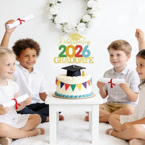 2026 Kindergarten Graduation Cake Topper - Gold Decoration