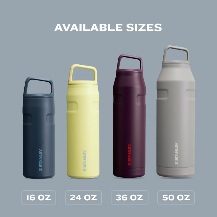 STANLEY IceFlow Cap and Carry Water Bottle 50 oz | Wide Mouth Twist Lid | Lightweight and Leakproof for Travel and Sports | Insulated Stainless Steel | BPA-Free | Black Glimmer