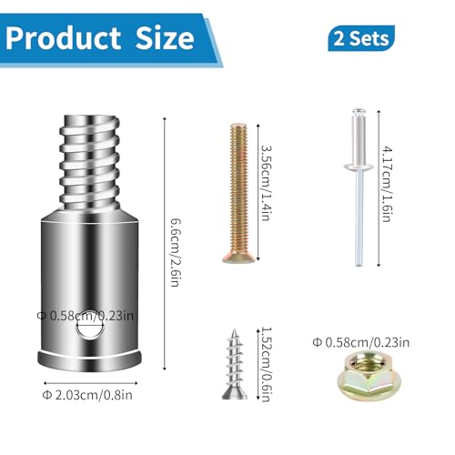 Universal 0.8-inch Threaded Mop & Broom Handle Replacement Kit - Metal Tips