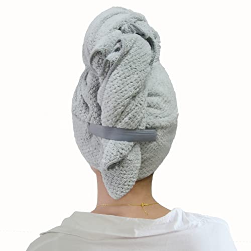 Chloven Jumbo Microfiber Hair Towel Wrap - Extra Large 43x24 Gray Turban