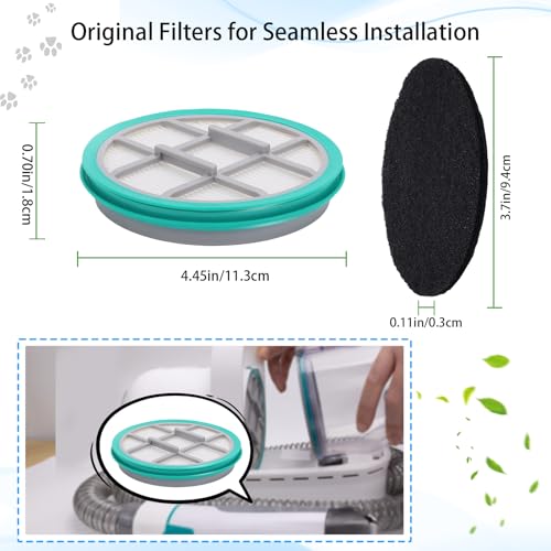 8VR HEPA Filter Sponge Replacement for Pet Grooming Kit - 4 Filters & 8 Sponges
