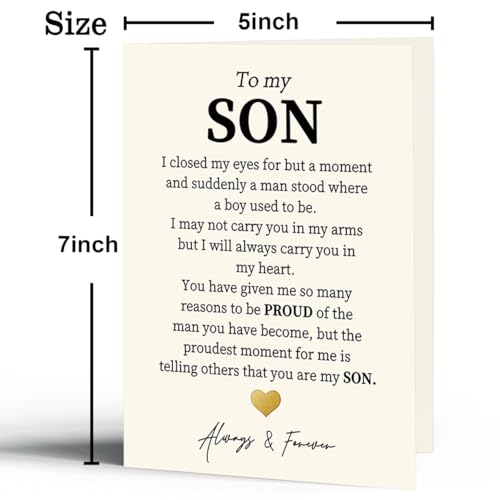 Heartfelt Birthday Card for Son - Model BK-029 with Envelope & Stickers