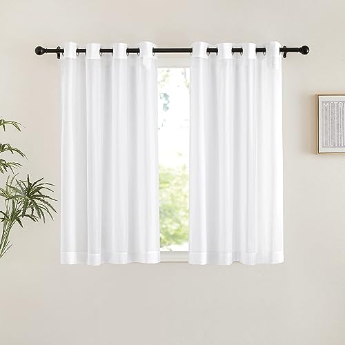 NICETOWN Sheer Curtains 54" Grommet Top Voile Drapes - White