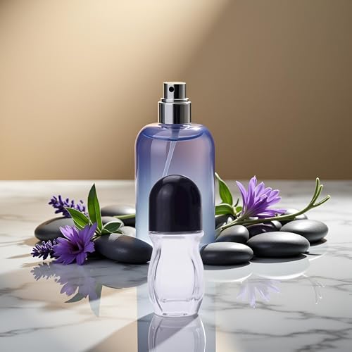 30ml Clear Glass Roller Bottles with Black Lid - Leak-Proof Essential Oil & Perfume Containers