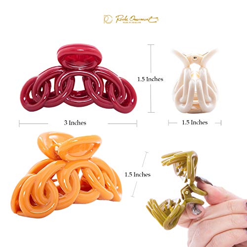 RC Roche Ornament Large Claw Hair Clips for Thick Hair 6 Pack