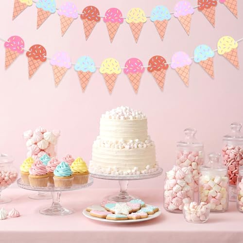 Ice Cream Banner Decorations - 2 Pack for Summer Parties