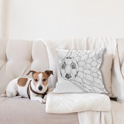 Ambesonne Soccer Throw Pillow Cover 16" x 16" - Black & White