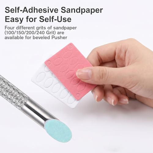 Tweruna Stainless Steel Loop Cuticle Pusher and Nail Sandpaper Kit