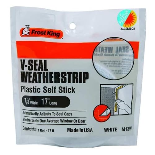 Frost King 17 ft White Weatherstrip Seal with Adhesive - Door & Window Draft Blocker (Pack of 1)