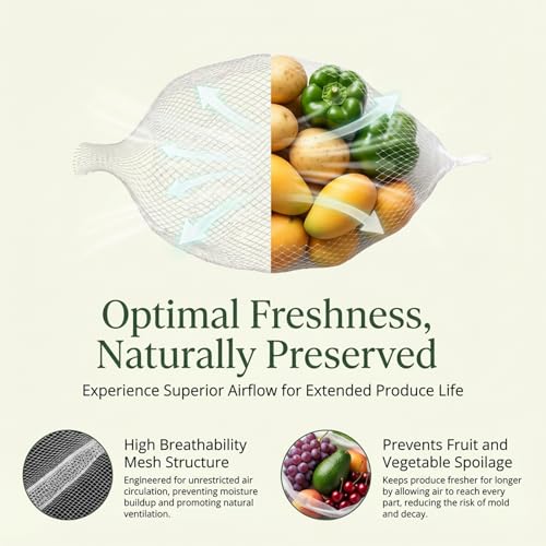 Sukh 90Pcs 24-Inch Reusable Mesh Produce Bags for Seafood & Vegetables
