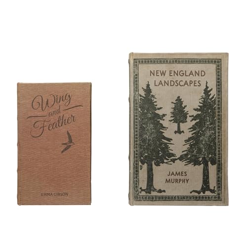 Creative Co-Op MDF & Canvas Book Storage Boxes, Set of 2 New England Landscapes