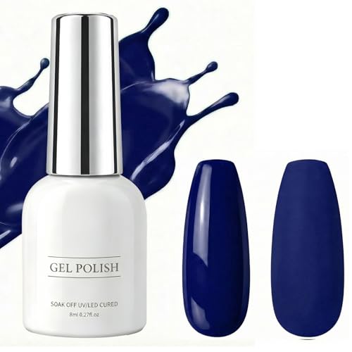 Finenohoory Dark Blue Gel Nail Polish Soak Off UV LED 8ml