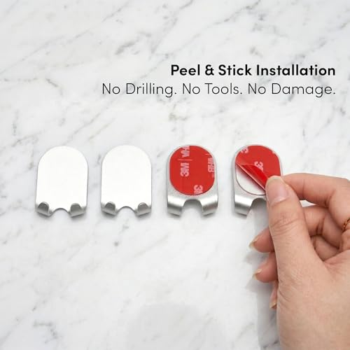 Wall Mounted Toothbrush Holder Set of 4 - Anodized Aluminum Clips