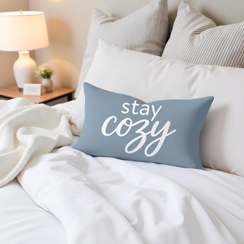 HERHOME 12x20 Inch Dusty Blue Decorative Throw Pillow Cover — Cozy Farmhouse Style