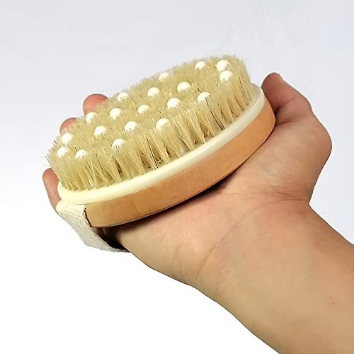 Natural Bristle Dry Body Brush for Exfoliation and Lymphatic Drainage