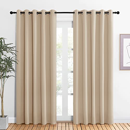 NICETOWN Blackout Curtains - 60x84 Inch Thermal Insulated Drapes, Beige